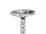 Platinum Fancy Green Marquise Cut Diamond Pavé Solitaire Ring with Round Band and Prong Setting_5