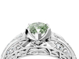 Platinum Fancy Green Marquise Cut Diamond Pave Art Deco Split Shank Ring with Four-Prong Setting_10