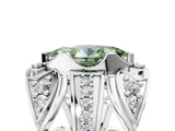 Platinum Fancy Green Marquise Cut Diamond Pave Art Deco Split Shank Ring with Four-Prong Setting_11