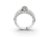 Platinum Fancy Green Marquise Cut Diamond Pave Art Deco Split Shank Ring with Four-Prong Setting_9