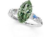 Platinum Fancy Green Marquise  Cut Diamond Ring with Baguette Side Stones, Channel Set Band, and Four-Prong Setting_25