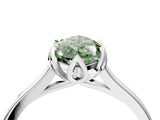 Platinum Fancy Green Marquise Cut Diamond Solitaire Ring with Flower Prong Setting and Classic Band_16