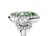 Platinum Fancy Green Marquise Cut Diamond Three-Stone Halo Ring with Prong Setting and Pavé Accents_17
