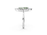 Platinum Fancy Green Marquise Cut Halo Diamond Cluster Ring with Marquise and Round Stones on a White Gold Band with Prong Setting_2
