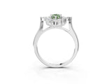 Platinum Fancy Green Marquise Cut Halo Diamond Cluster Ring with Marquise and Round Stones on a White Gold Band with Prong Setting_3