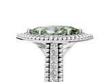 Platinum Fancy Green Marquise Cut Halo Diamond Ring with Beaded Split Shank and Four-Prong Setting_11