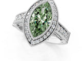 Platinum Fancy Green Marquise Cut Halo Diamond Split Shank Pave Ring_13