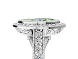 Platinum Fancy Green Marquise Cut Halo Diamond Split Shank Pave Ring_17