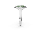 Platinum Fancy Green Marquise  Cut Halo Solitaire Engagement Ring with Square Band and Four-Prong Setting_14