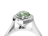 Platinum Fancy Green Marquise  Cut Halo Solitaire Engagement Ring with Square Band and Four-Prong Setting_16