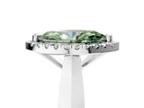 Platinum Fancy Green Marquise  Cut Halo Solitaire Engagement Ring with Square Band and Four-Prong Setting_17
