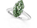 Platinum Fancy Green Marquise Cut Solitaire Diamond Ring with Six-Prong Setting and Classic Band_40