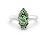 Platinum Fancy Green Marquise  Cut Solitaire Engagement Ring with Flat Band and Four-Prong Setting 1