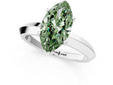 Platinum Fancy Green Marquise  Cut Solitaire Engagement Ring with Flat Band and Four-Prong Setting 2
