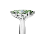 Platinum Fancy Green Marquise  Cut Solitaire Engagement Ring with Tapered Band and Four-Prong Setting
