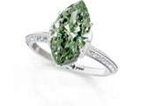 Platinum Fancy Green Marquise Cut Solitaire Split Shank Pave Diamond Engagement Ring with Four-Prong Setting_13