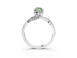 Platinum Fancy Green Marquise Cut Solitaire Twist Pave Diamond Engagement Ring with Prong Setting_69