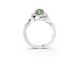 Platinum Fancy Green Marquise  Halo Diamond Engagement Ring with Twisted Band and Four-Prong Setting 3