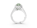 Platinum Fancy Green Marquise  Halo Diamond Floral Split Shank Engagement Ring 4