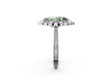 Platinum Fancy Green Marquise  Halo Milgrain Pave Diamond Ring with Four-Prong Setting 3