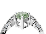 Platinum Fancy Green Marquise  Solitaire Diamond Engagement Ring with Pave Band and Four-Prong Setting 5