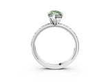 Platinum Fancy Green Marquise  Solitaire Diamond Engagement Ring with XO Engraved Band and Four-Prong Setting 3