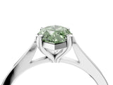 Platinum Fancy Green Marquise  Solitaire Diamond Ring with Four-Prong Setting and Tapered Band 5