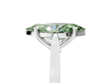 Platinum Fancy Green Marquise  Solitaire Diamond Ring with Four-Prong Setting and Tapered Band
