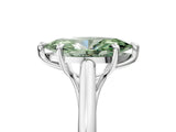 Platinum Fancy Green Marquise  Solitaire Engagement Ring with Six-Prong Setting and Classic Band