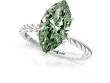 Platinum Fancy Green Marquise  Solitaire Twist Band Ring with Four-Prong Setting_1
