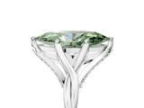 Platinum Fancy Green Marquise  Solitaire Twist Band Six-Prong Setting 1