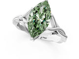 Platinum Fancy Green Marquise  Solitaire Twist Band Six-Prong Setting 3