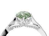 Platinum Fancy Green Marquise  Solitaire Twist Band Six-Prong Setting
