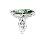 Platinum Fancy Green Marquise  Solitaire Twist Band with Leaf Prong Setting