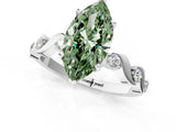 Platinum Fancy Green Marquise  Solitaire Twisted Band with Prong Setting 1