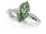 Platinum Fancy Green Marquise  Solitaire Twisted Pave Diamond Ring with Four-Prong Setting_1
