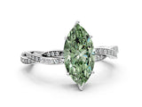 Platinum Fancy Green Marquise  Solitaire Twisted Pave Diamond Ring with Four-Prong Setting_18