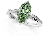 Platinum Fancy Green Marquise  Solitaire Twisted Pave Diamond Ring with Four-Prong Setting_19