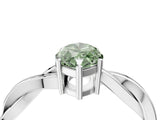 Platinum Fancy Green Marquise  Solitaire Twisted Pave Diamond Ring with Four-Prong Setting_4