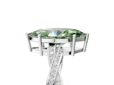 Platinum Fancy Green Marquise  Solitaire Twisted Pave Diamond Ring with Four-Prong Setting_5