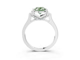 Platinum Fancy Green Oval Cut Brilliant Solitaire Diamond Ring with Channel Set Band and Bar Prong Setting_15