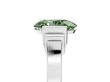 Platinum Fancy Green Oval Cut Brilliant Solitaire Diamond Ring with Channel Set Band and Bar Prong Setting_17