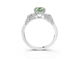 Platinum Fancy Green Oval Cut Brilliant Three-Stone Pave Band with Four-Prong Setting_9