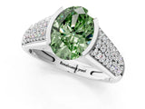 Platinum Fancy Green Oval Cut Cut Diamond Channel Set Pave Band with Tension Prong Setting_7