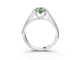 Platinum Fancy Green Oval Cut Cut Diamond Channel Set Pave Band with Tension Prong Setting_9