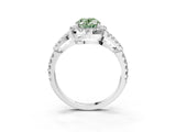 Platinum Fancy Green Oval Cut Cut Diamond Halo Engagement Ring with Open Split Pavé Band_9