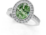 Platinum Fancy Green Oval Cut-Cut Diamond Halo Engagement Ring with Pave Band and Prong Setting_13