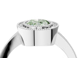Platinum Fancy Green Oval Cut-Cut Diamond Halo Engagement Ring with Pave Band and Prong Setting_16