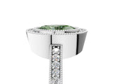 Platinum Fancy Green Oval Cut-Cut Diamond Halo Engagement Ring with Pave Band and Prong Setting_17