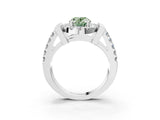 Platinum Fancy Green Oval Cut Cut Halo Split Shank Prong Set Ring_15